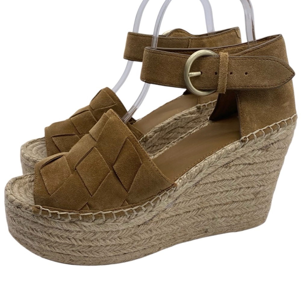 Marc Fisher Womens Shoes Adalla Sandals 10 Brown Wedge Espadrille Wedge Casual